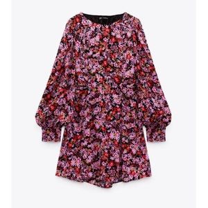 Zara Pink & Red Flowers Dress Size Small